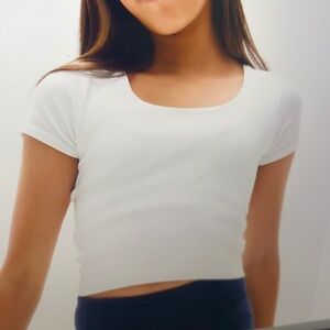 Athleta Girl - White, Rise Above Rib Crop Tee, Size Small (7)